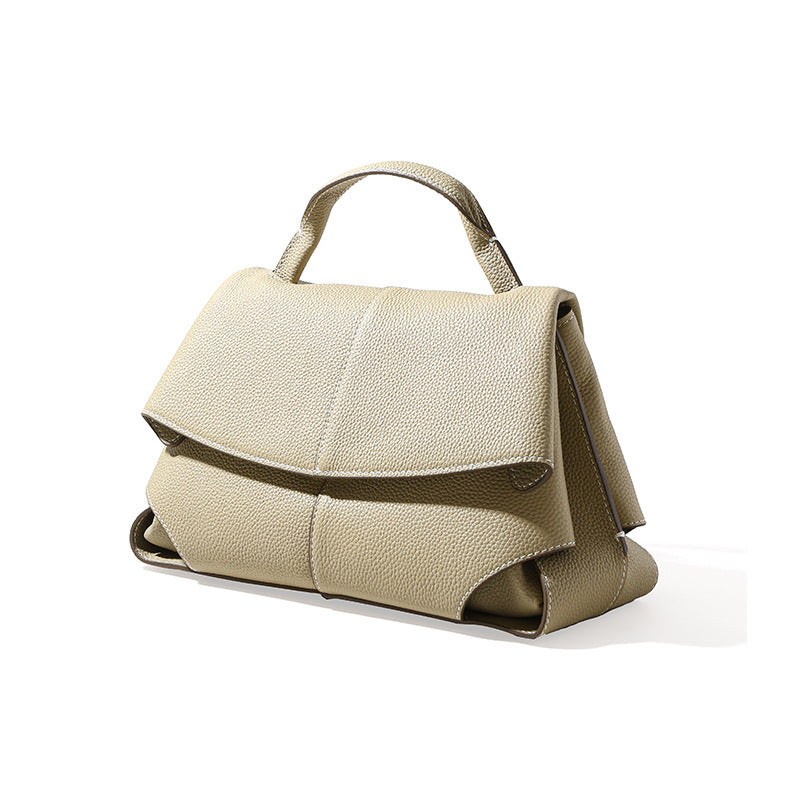 Women's Leather Cowhide Simple Style Commuter Push Handbags