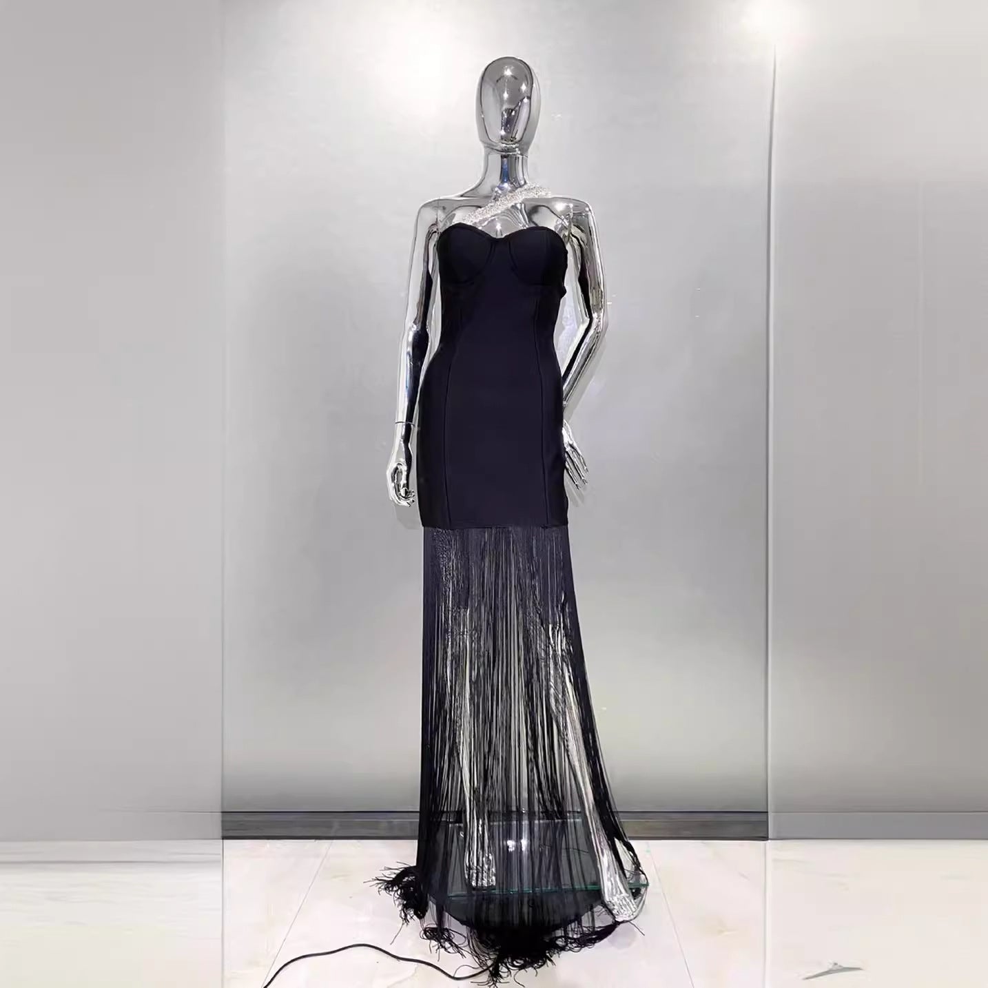 Personalized Tassel Dress Swing Sloping Shoulder Dresses