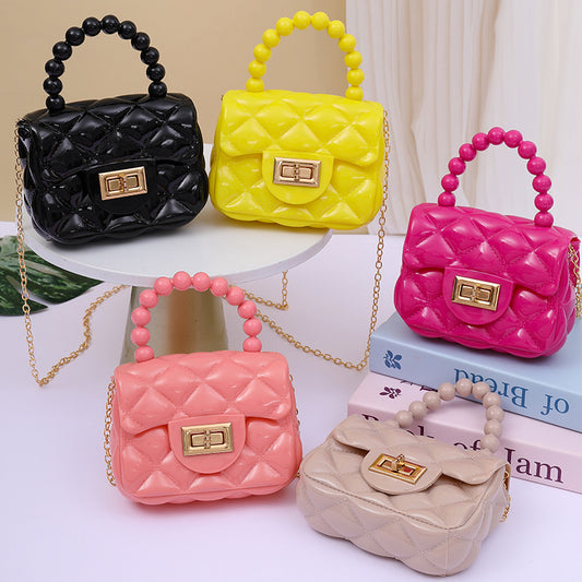 Women's Fashion Pearl Chain Portable Mini Gel Shoulder Bags