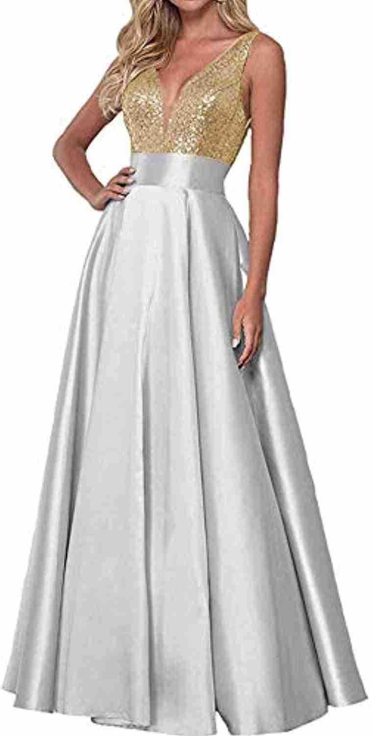 Women's Sequined Rose Gold Dress Ball Gown Wedding Dresses