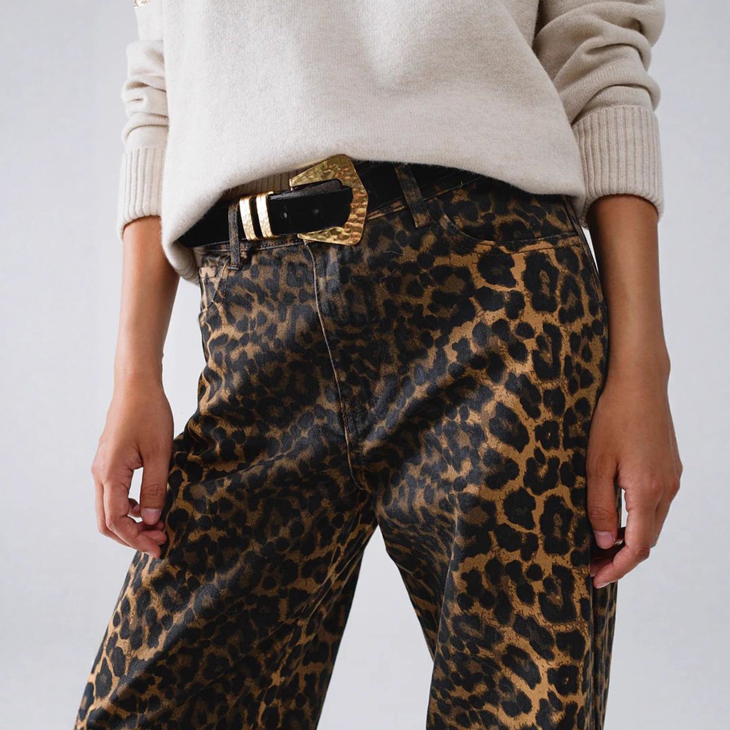 Glamorous Elegant Casual Fashion Leopard Denim Jeans