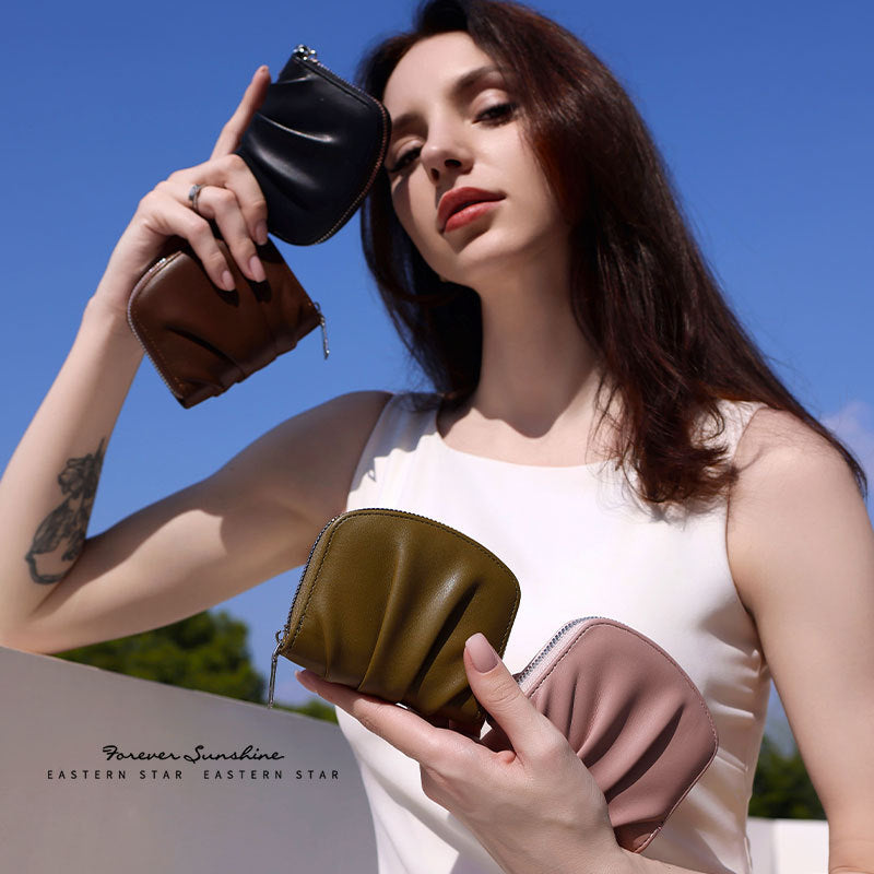 Women's Ruffle Simple Cute Compact Pure Color Ladies Wallets