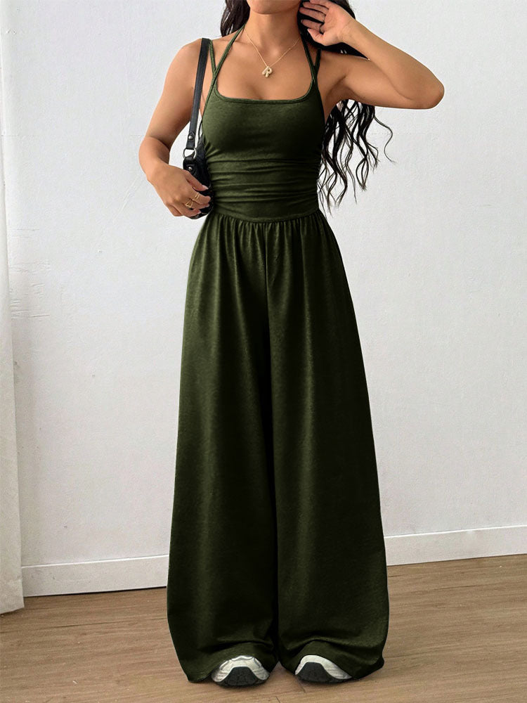 Women's Color Sling Casual Summer Wide Leg Women's Jumpsuit/clothing
