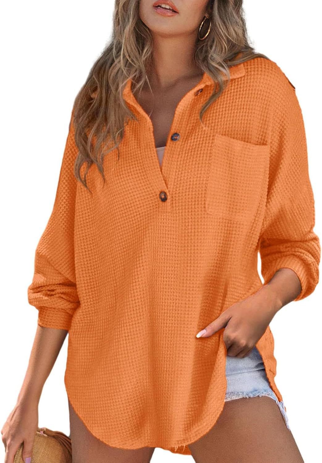 Glamorous Casual Women's Waffle Knitted Loose Women's Sweater, Sweater