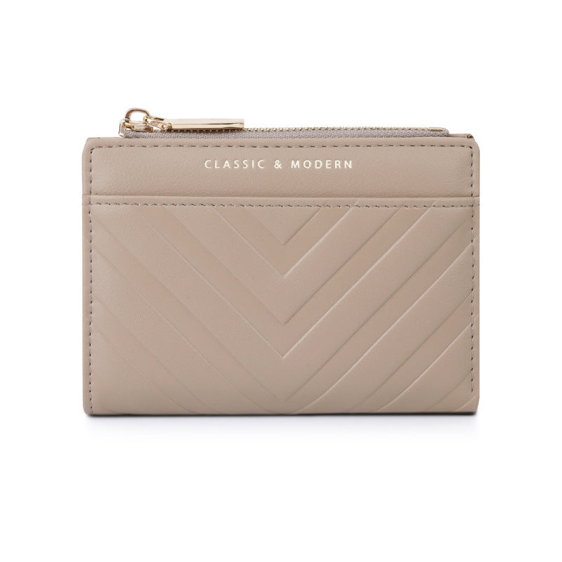 Women's Striped Embossed Leather For Multiple Slots Ladies Wallets