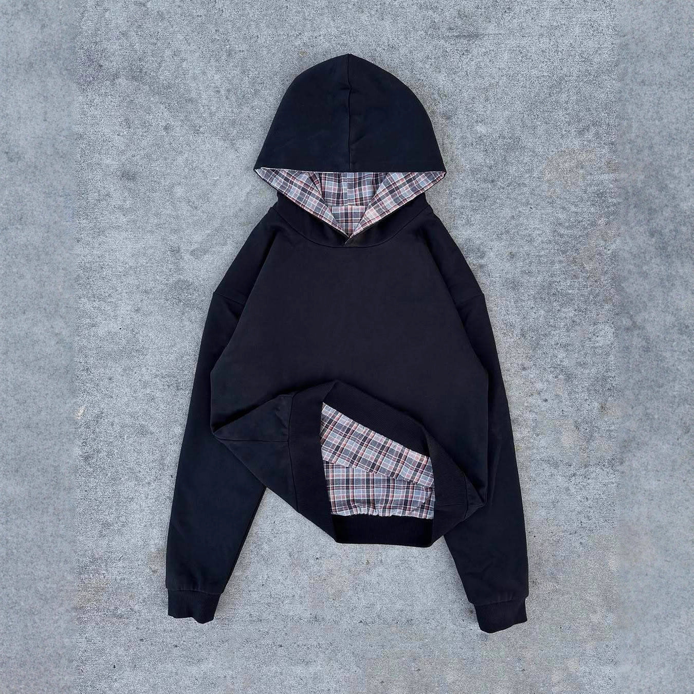 High Street Double-sided Retro Plaid Casual Hooded Long Sweaters