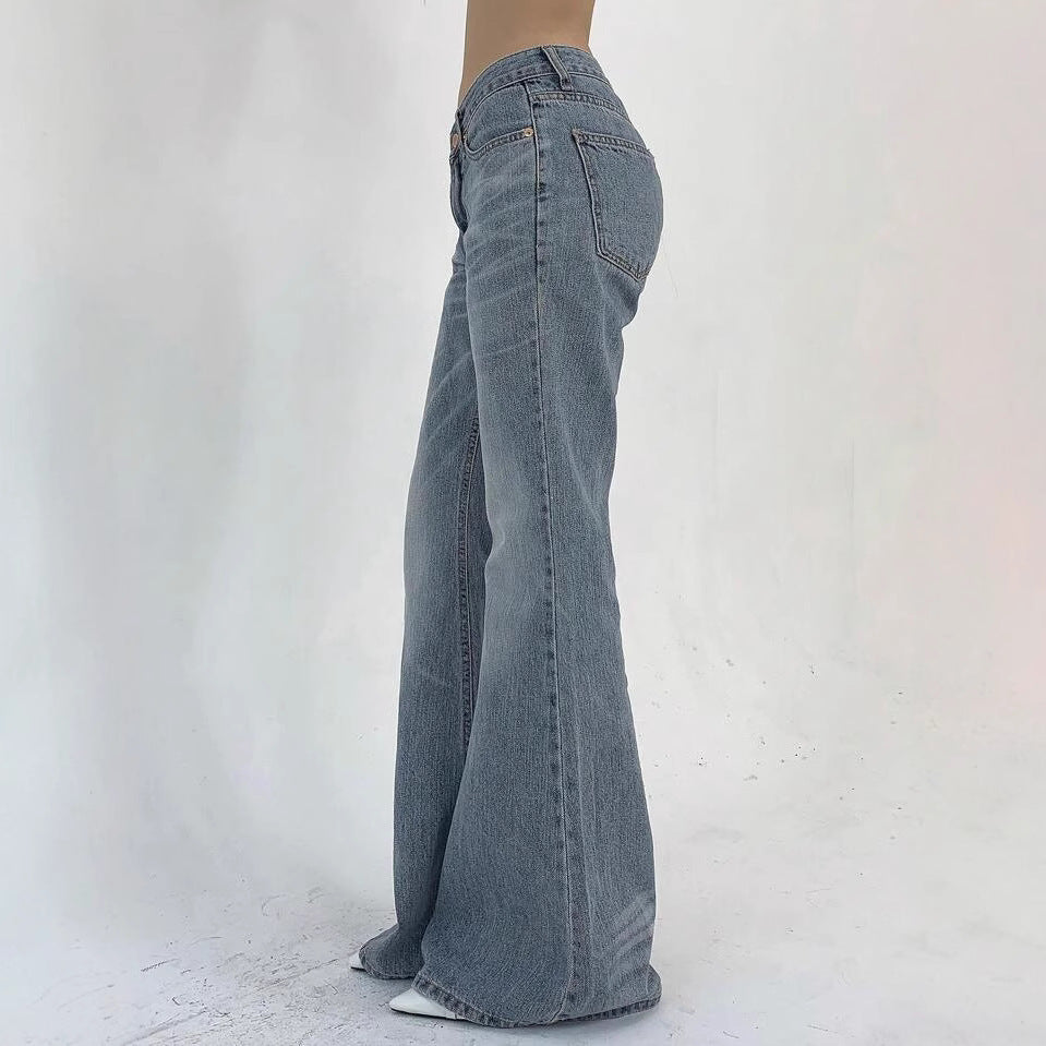 Women's Double Buckle Bell-bottom Slim Slimming Stretch Women's Jeans