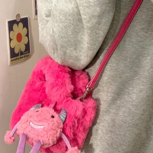 Trendy Doll Rose Red Cute Little Monster Crossbody Bags