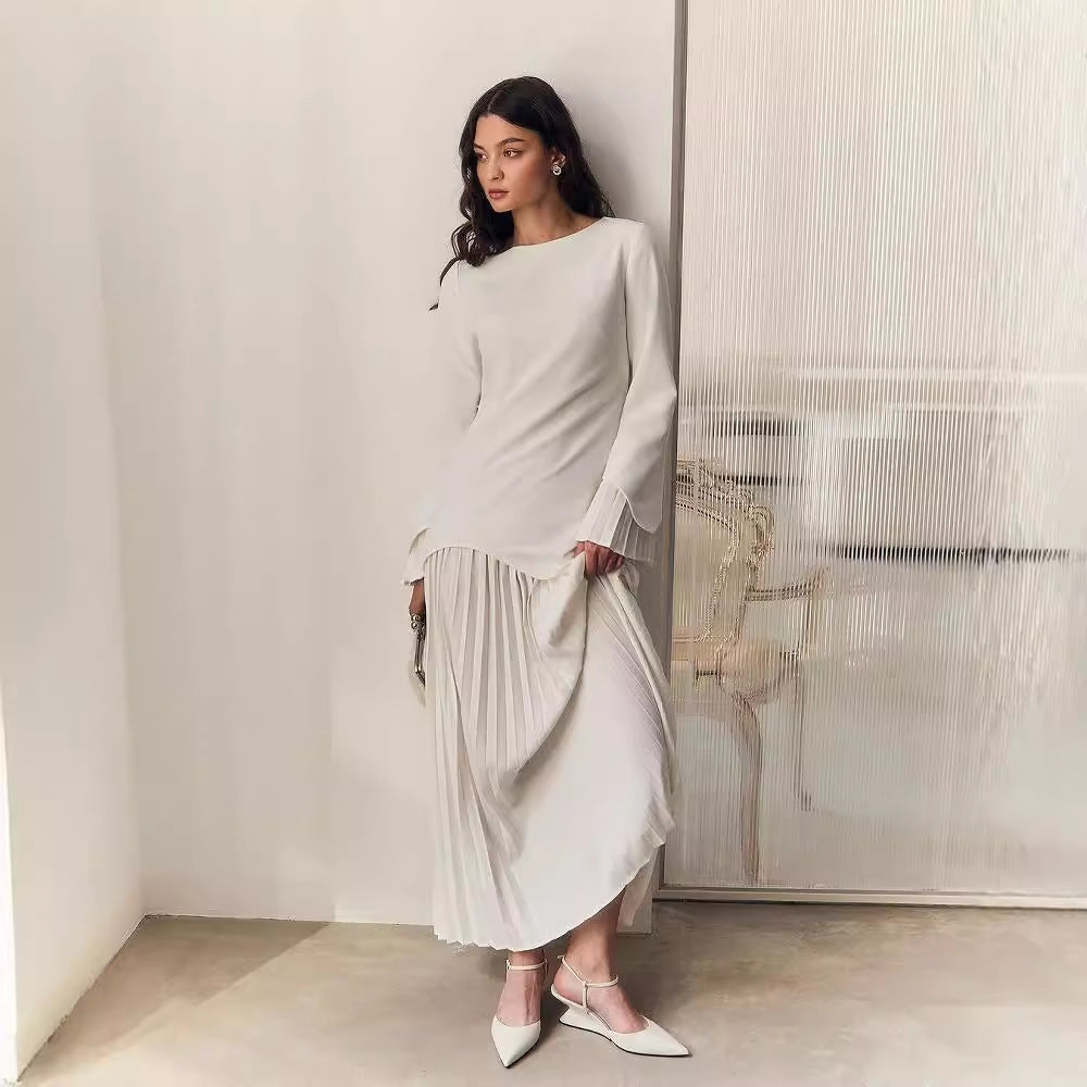 Women's Elegant Pleated Stitching High-grade Loose French Suits