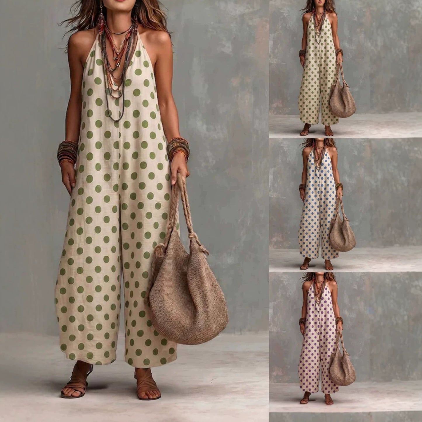 Women's Summer Sleeveless Wide Leg Suspenders Fashion Vacation Jumpsuits