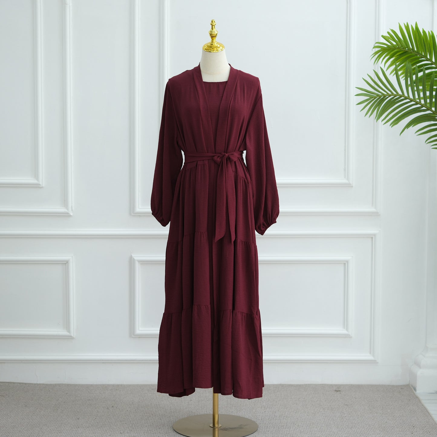 Turkish Solid Color Robe Dress Two-piece Dresses