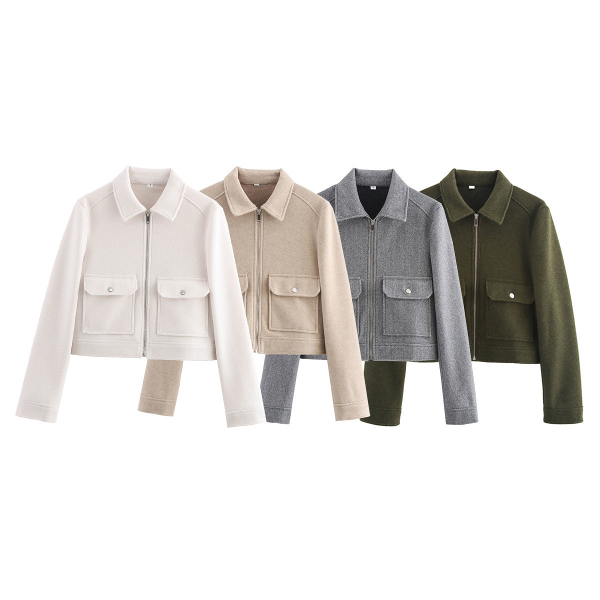 Women's Autumn Lapel Zipper Double Pocket Coats