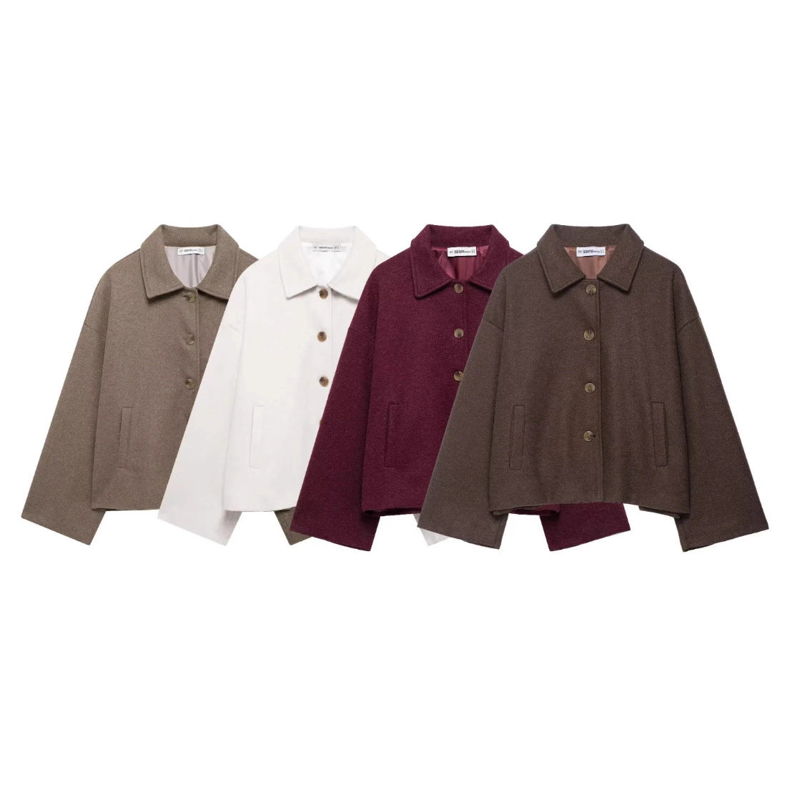 Women's Stylish Lapel Button Loose Woolen Jackets