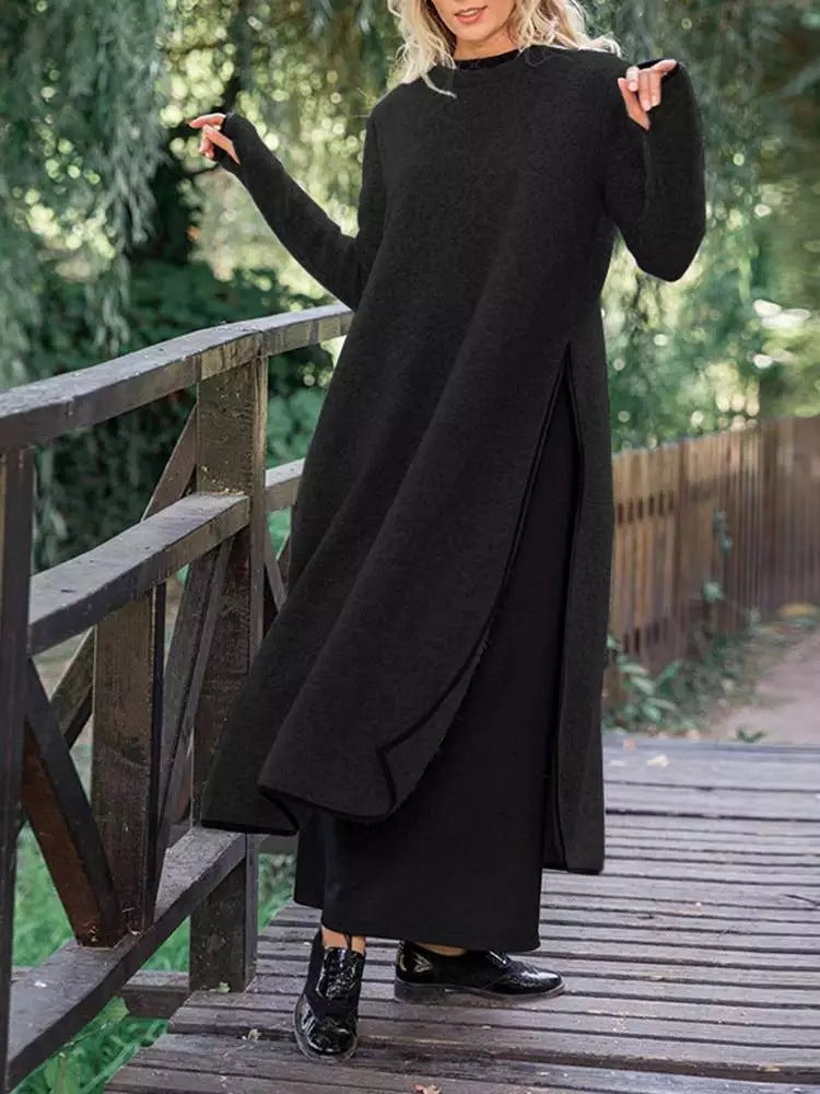 Autumn Loose Oversized Knit Lace Dress Brushed Women's Sweater, Sweater