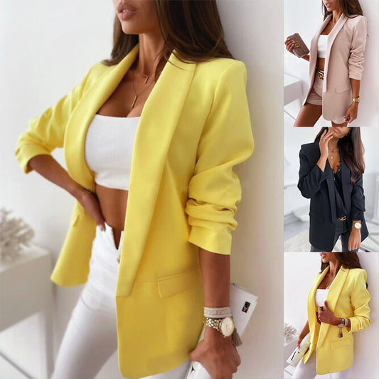 Autumn Solid Color Long Sleeve Ladies Small Suit