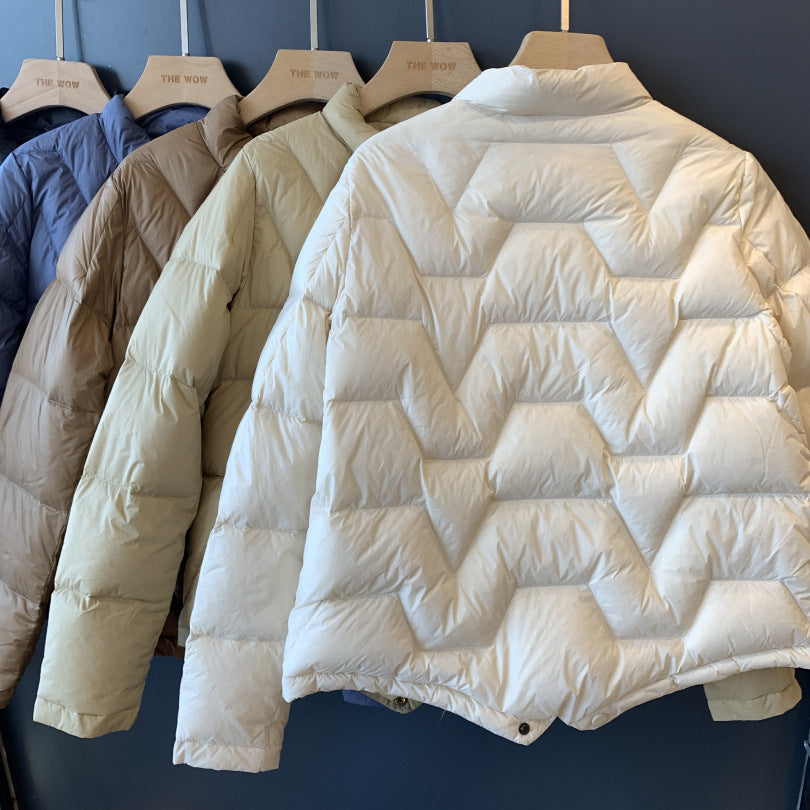 Women's White Duck Down Solid Color Match Jackets