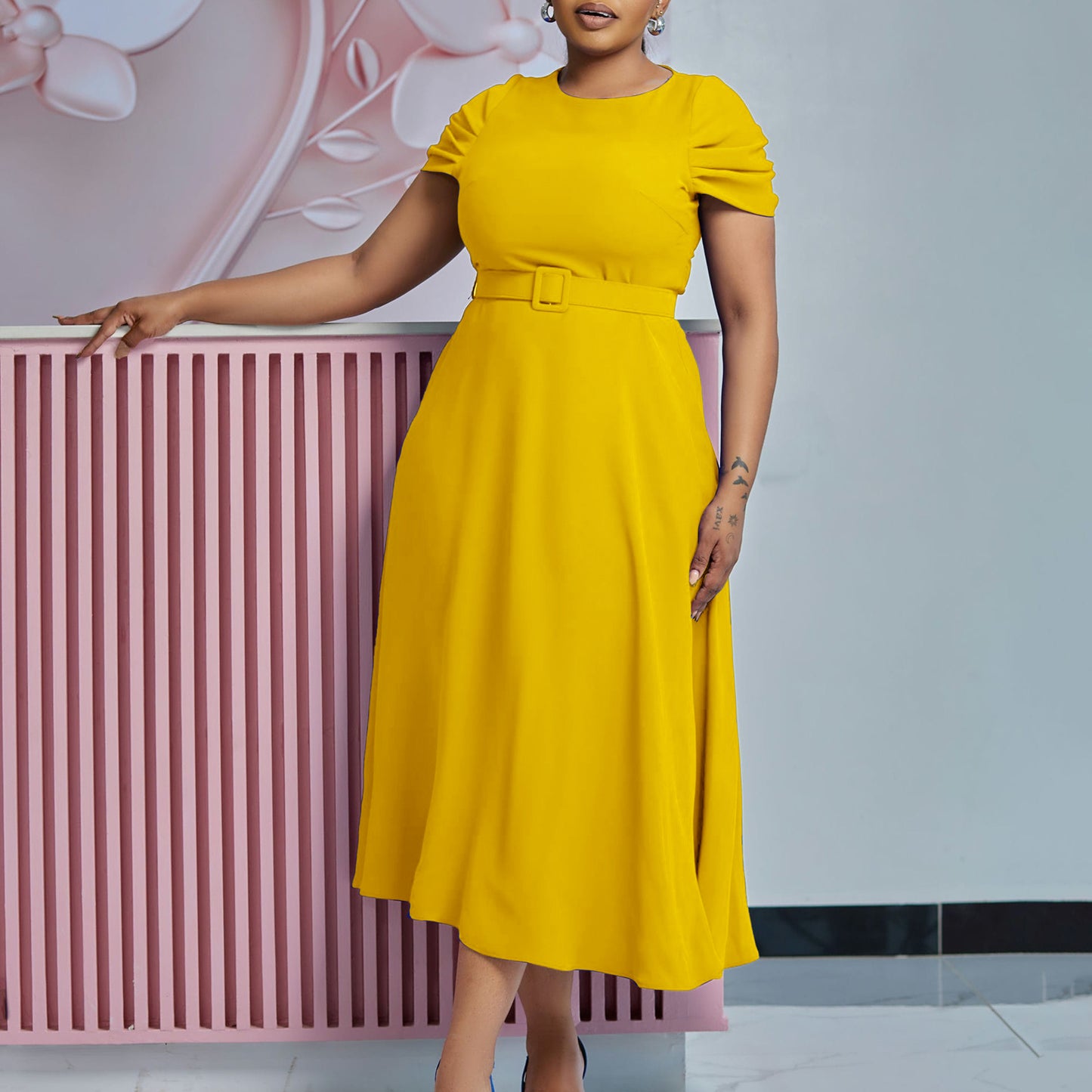 Women's Summer Fashion Temperament Elegant Sleeve Irregular Dress