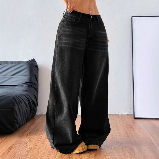 Women's Loose Wide Leg Straight Denim Casual Jeans