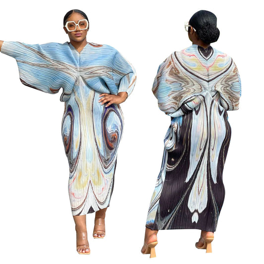 Women's Autumn Batwing Sleeve Printed Dress Dresses