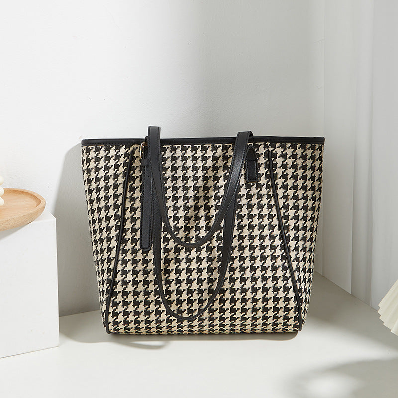 Women's Trendy Printed Versatile Canvas Contrast Color Tote Bags