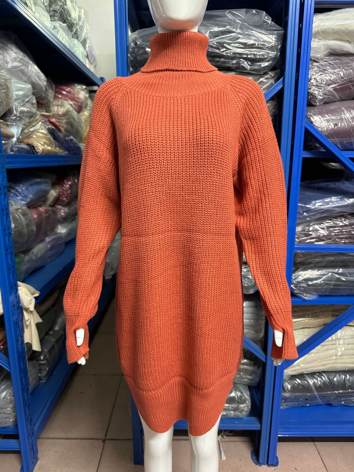 Women's Fashionable With Pullover High Collar Dress Sweaters