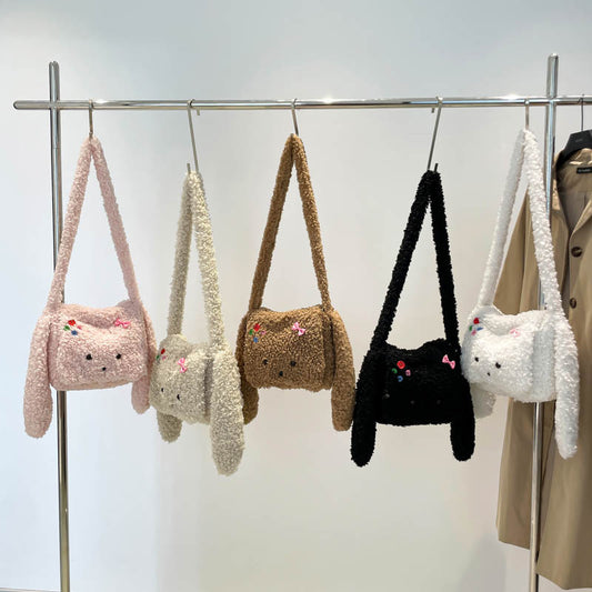 Cartoon Puppy Plush Cute Versatile Large Crossbody Bags