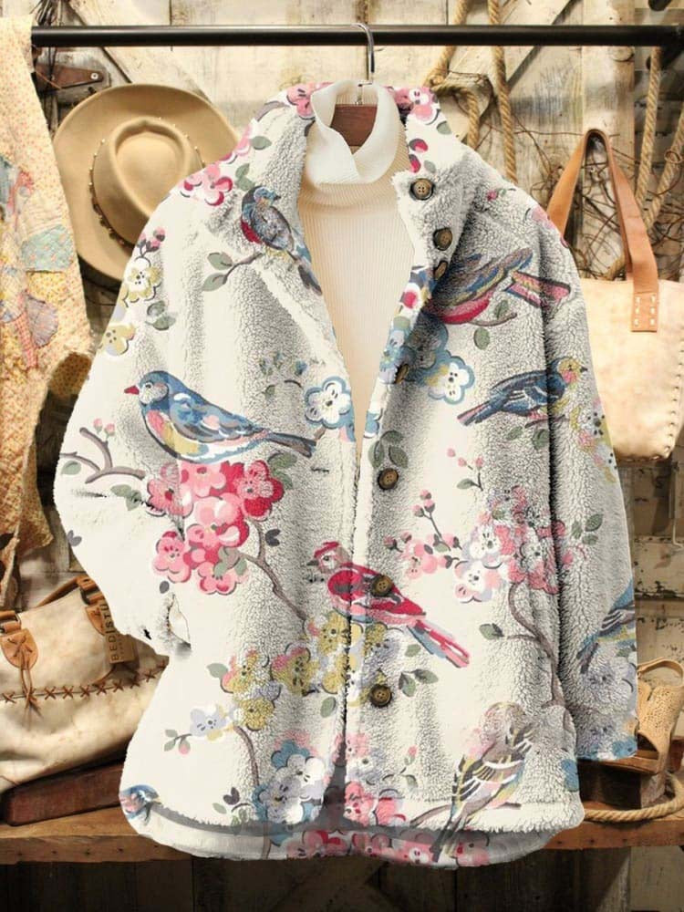 Women's Retro Fashion Digital Printing Polar Fleece Sweaters
