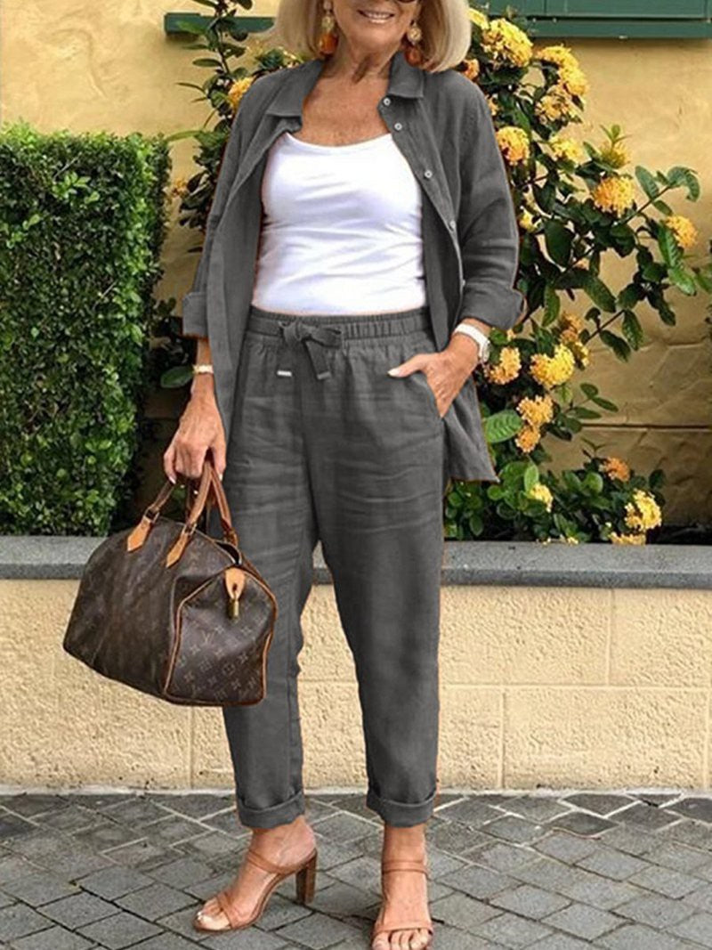 Linen Harem Retro Loose Cropped Belt Pants