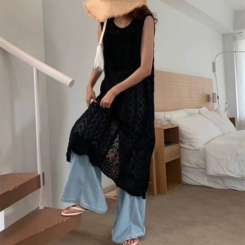 Hollow Beach Hot Long Slit Round Dress