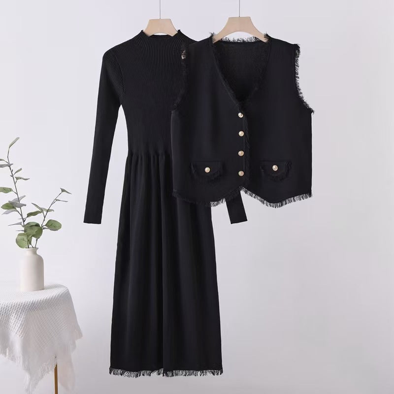 French Tassel Classic Style Dress Two-piece Suits