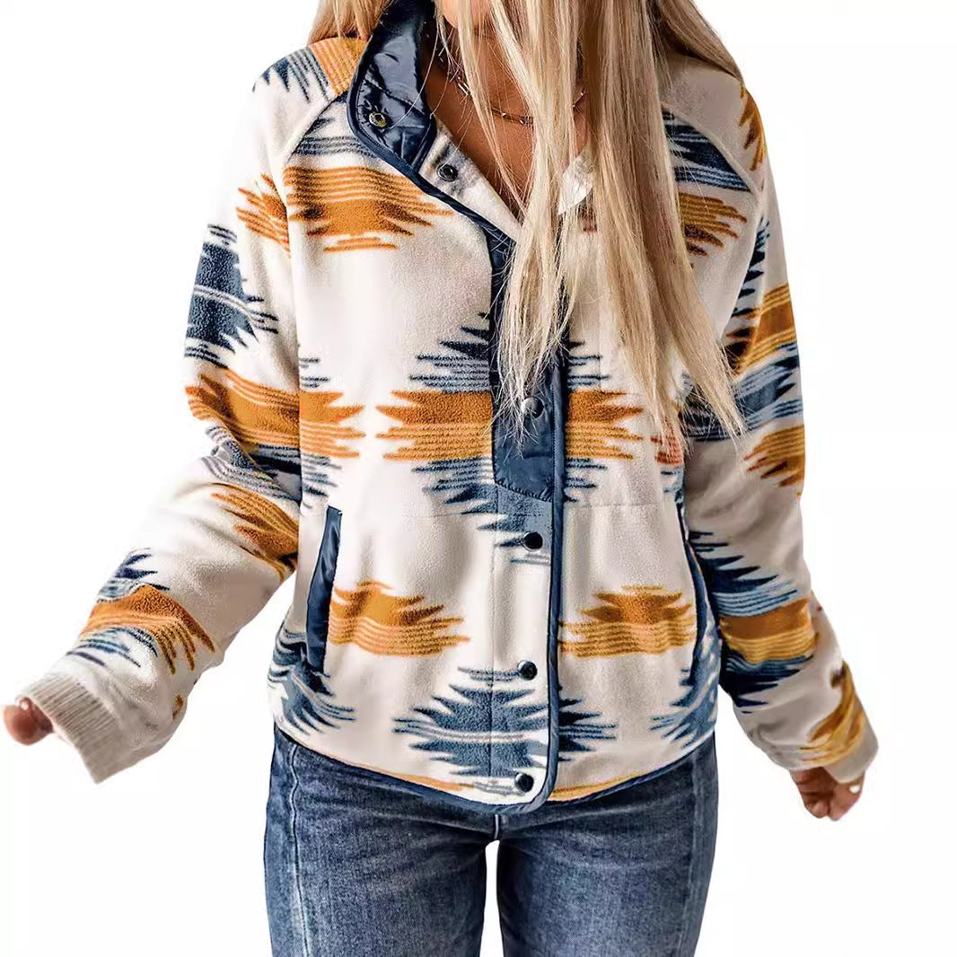 Women's Fashion Loose Button Fleece Shirt Sweaters