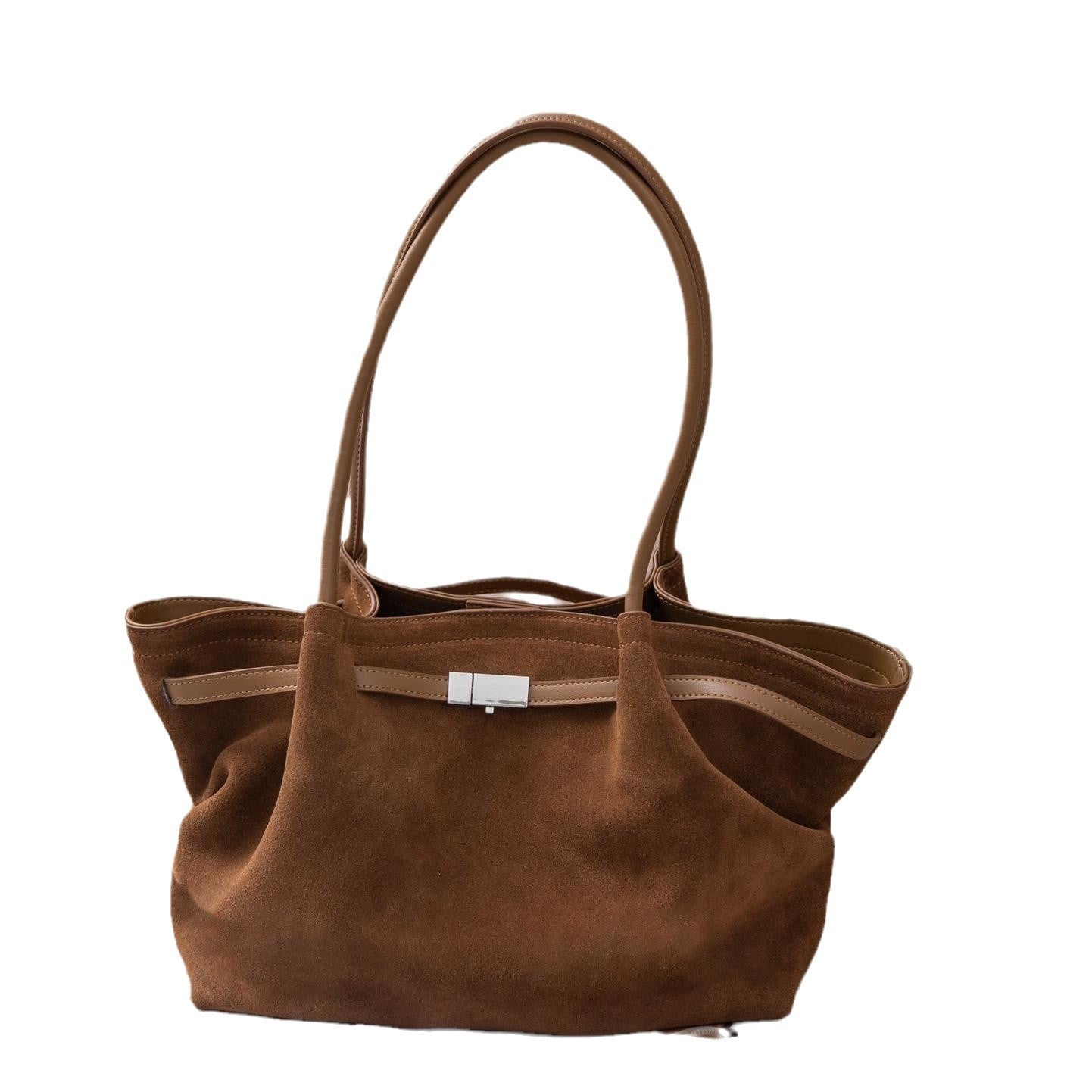 Women's Cowhide Large Capacity Commuter Vegetable Basket Tote Bags