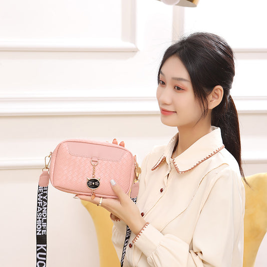 Trendy Lady Temperament Embossed Woven Pattern Crossbody Bags