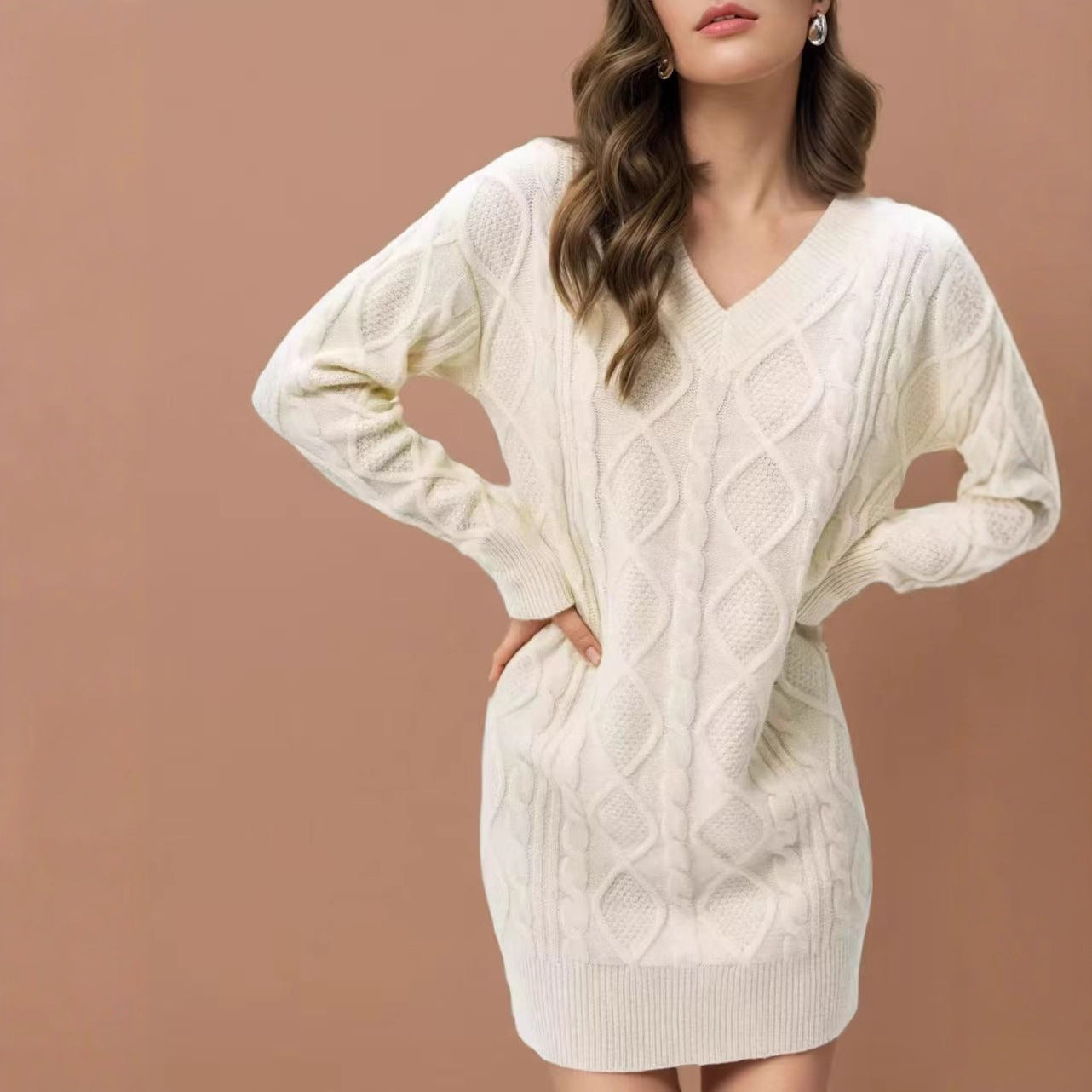 Women's Mid-length Solid Color Knitted Fashion Casual Sweaters