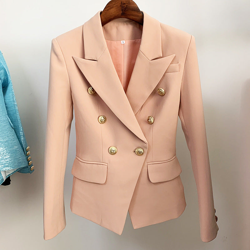 Women's Metal Lion Head Buckle Double-breasted Blazers