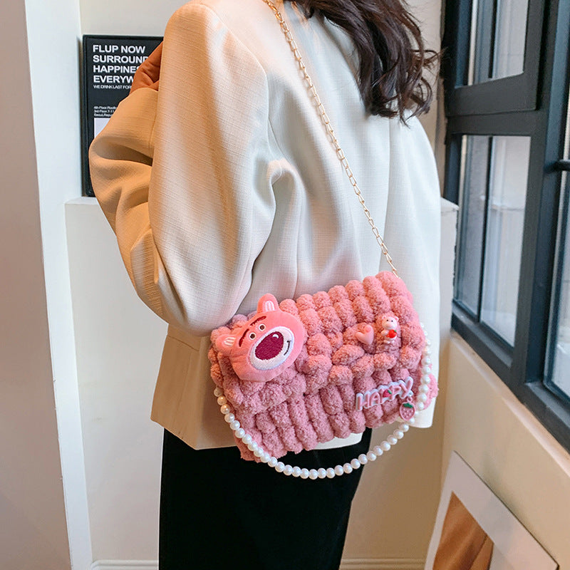 Bear Hand-woven Material Wool Homemade Cute Gift Crossbody Bags