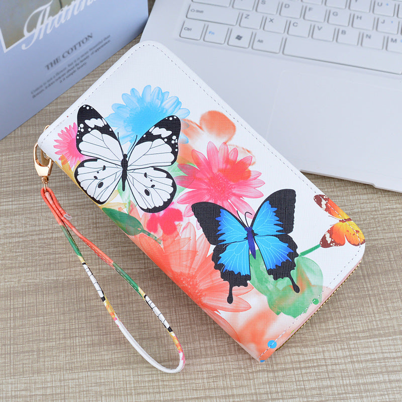 Women's Zipper Soft Leather Fashion Cross Print Ladies Wallets