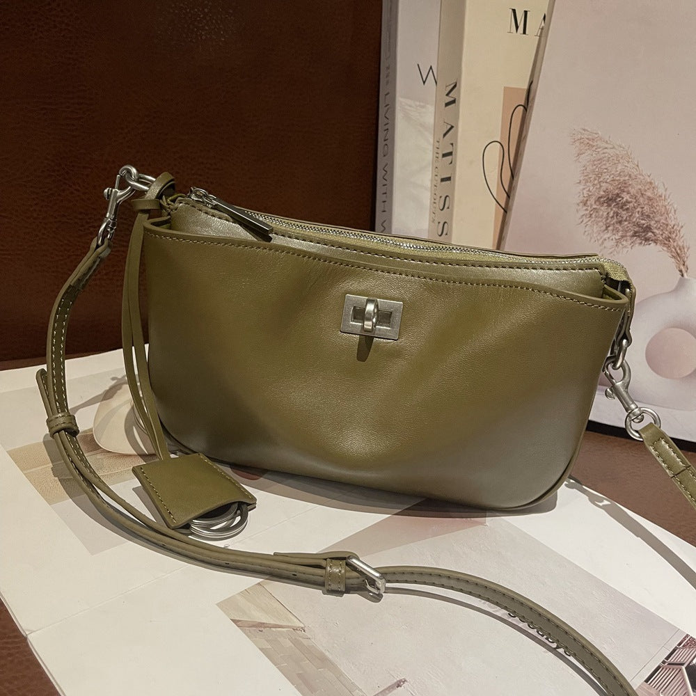 Women's Calfskin Underarm Genuine Leather Retro Fashion Armpit Bags