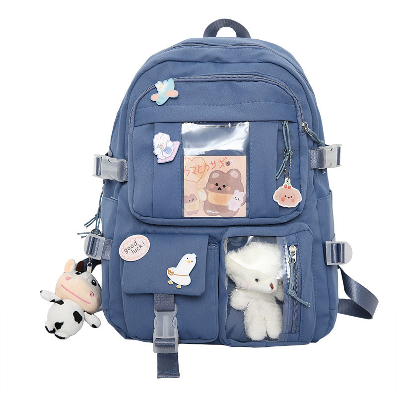 Schoolgirl Pendant Cartoon Cute Badge Bear Travel Bags