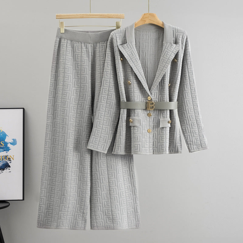 Women's Collar Knitting Graceful Fashionable Loose Two-piece Suits