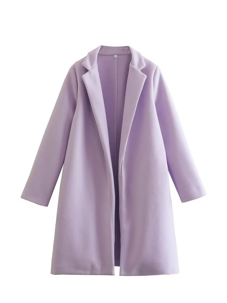 Women's Solid Color Simple Loose Temperament Woolen Coats