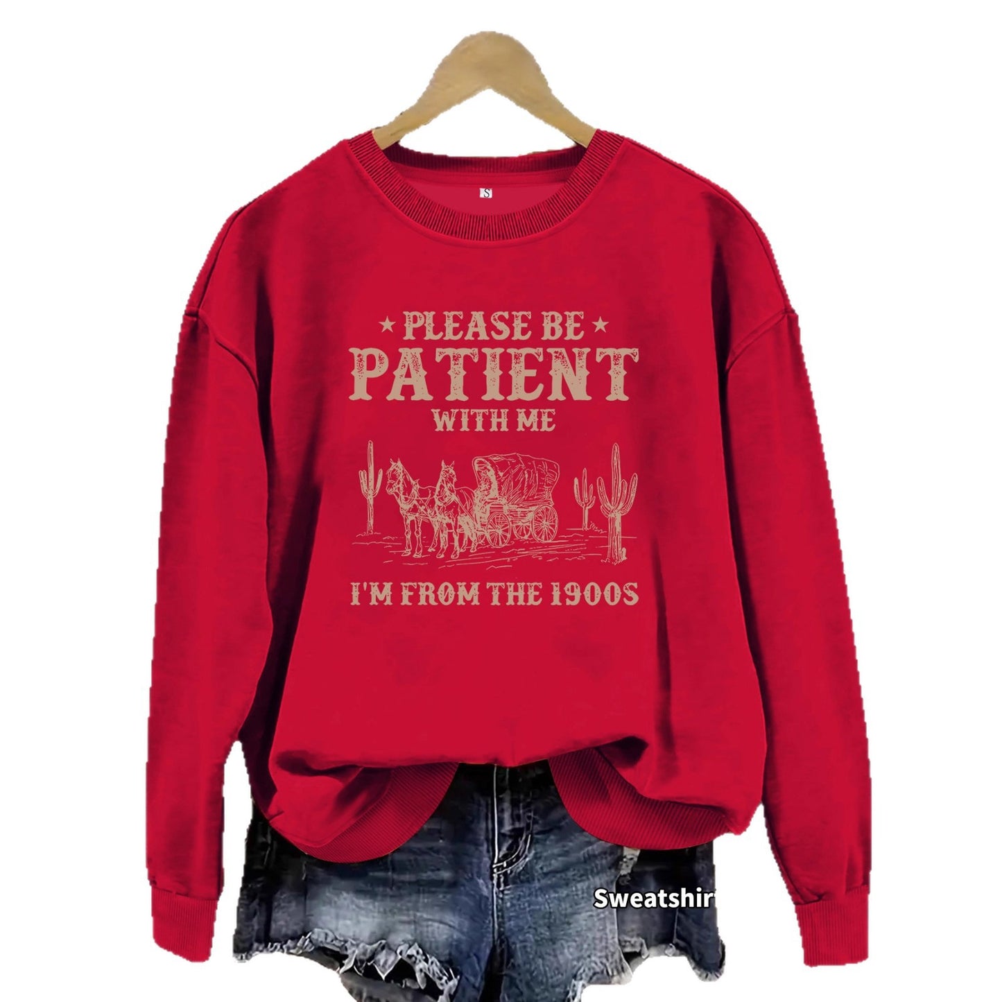 Women's Casual Long-sleeved Round Neck Western Landscape Printing Pullover Women's Sweater, Sweater