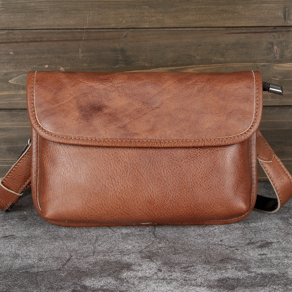 Men's Layer Cowhide Fashion Genuine Leather Trendy Men's Messenger Bags