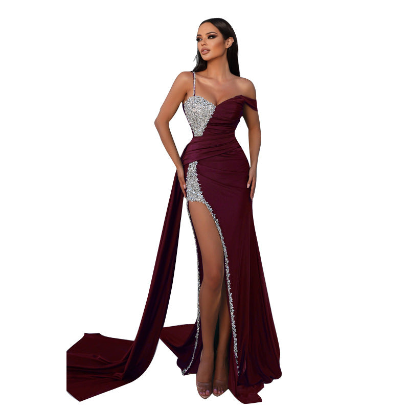 Women's Clothes Sexy Elegant Bronzing Split Expansion Dance Dresses