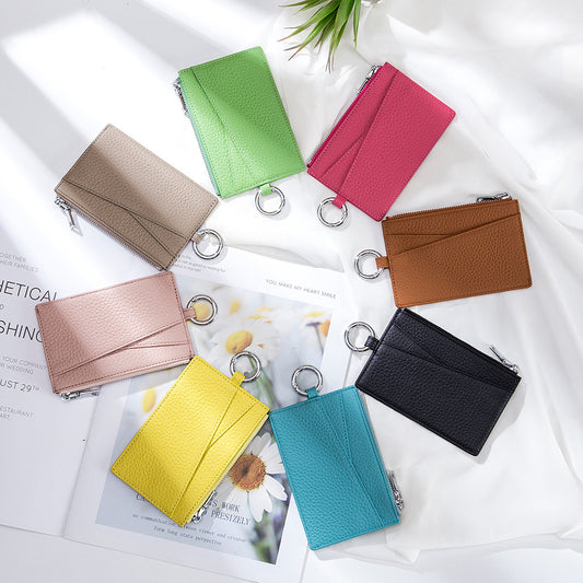 Women's Genuine Leather Exquisite Zipper License Mini Bags