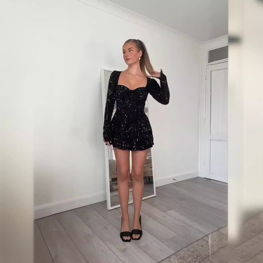 Women's Sequined Long Sleeve Sexy Dress Dresses