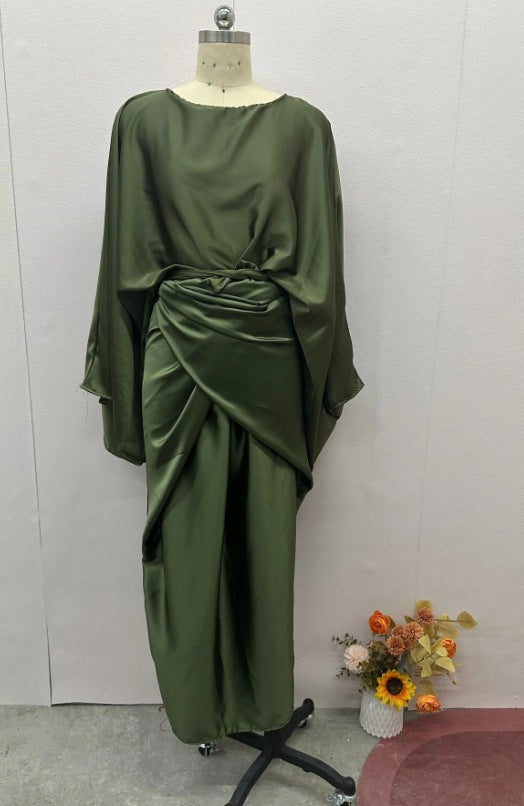 Women's Autumn Simple Batwing Sleeve Slimming Solid Dresses