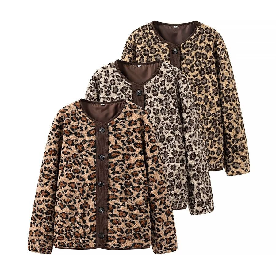 Women's American Leopard Print Casual Loose Long Coats