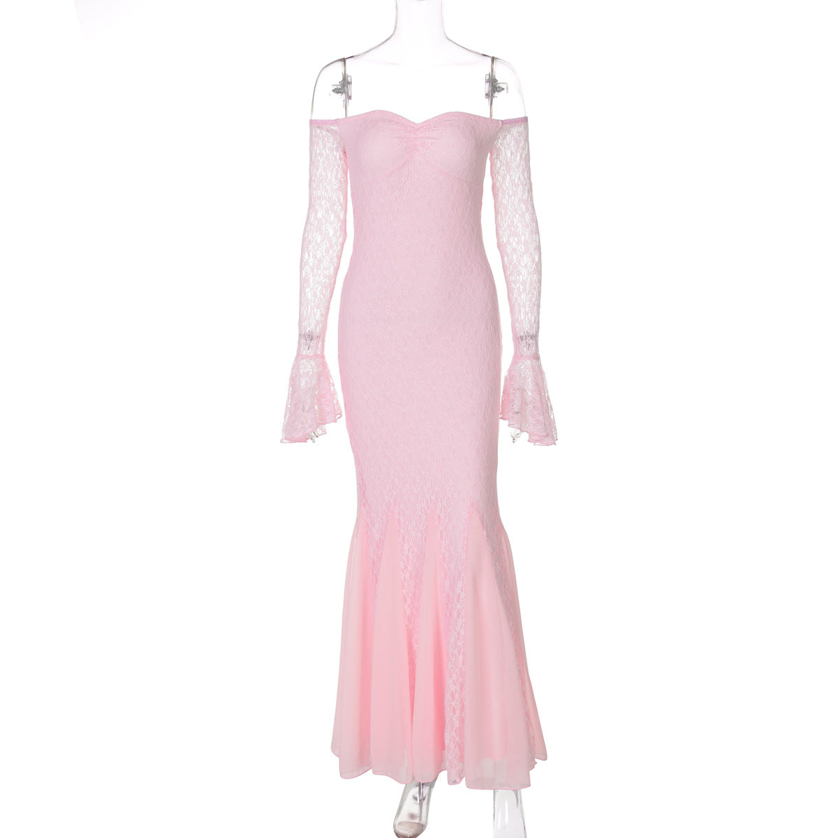 Dress Sexy Bandeau Stitching Lace Sleeve Dresses