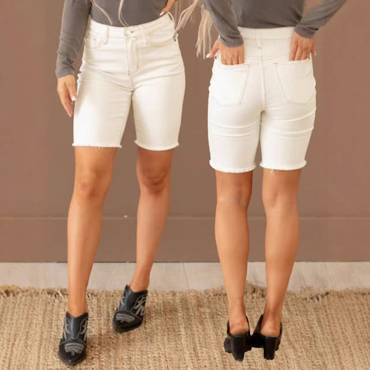 Women's Denim Mid-length Designed With Tassel Hem Combines Casual Comfortable Fashion Pants